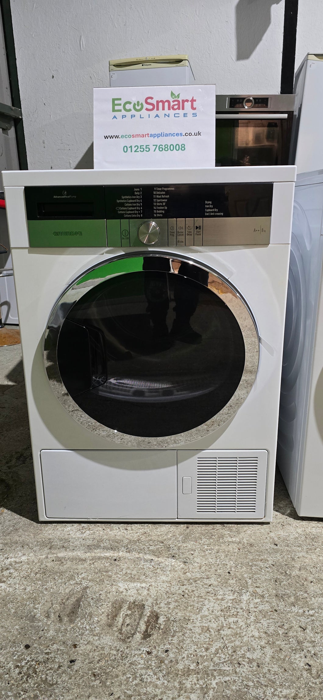 GRUNDIG GTN38250HGCW A++ Energy Rated Heat Pump 8kg Capacity Tumble Dryer - White